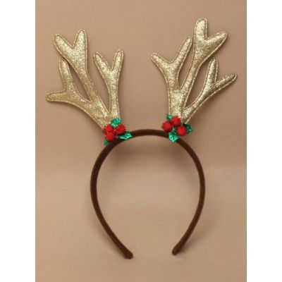 Christmas Gold Glitter Reindeer Antler Aliceband (£2.99)