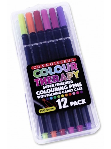 Colour Therapy 12-Piece Super Fineliner Pens In Folding Carry Case (£3.50)