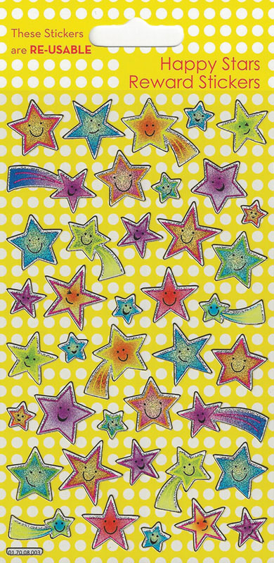 HAPPY STARS SPARKLE STICKERS (£1.25)
