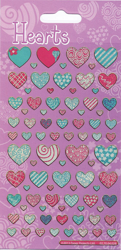 PATTERN HEARTS SPARKLE STICKERS (£1.25)