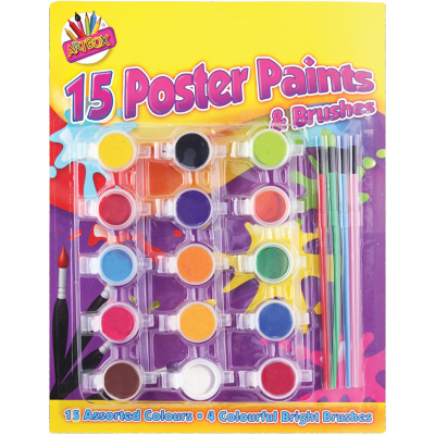 15 Poster Paints and Brushes (£2.25)
